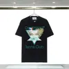 Camiseta Unissex de Manga Curta Verão Casa Masculina Transfronteiriça Casablanca Azul Quadrado Gradiente Estampa de Logo com Letras