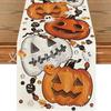 Bandera de Mesa de Halloween Fantasma Calabaza Transfronteriza Ambiente Festivo Decoración de Mesa Aislante Antideslizante Lino Bandera de Mesa Venta al por Mayor