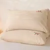 Fundas de Almohada Bordadas de Algodón Lavado Calidad Clase A, un Par, 48X74, Funda Sencilla de Algodón Puro para Relleno de Almohada de Adulto