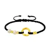 Pulseira de Casal Fita de Möbius de Ouro Puro 999 Shuibei Corda de Mão Trançada Vermelha e Preta Sinal de Amor para Homens e Mulheres Presente