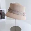Sombrero de Pescador con Cinta Plisada Texturizada Estilo Nacional para Mujer, Sombrero de Paja para Protección Solar de Verano, Sombrero Cubo Cóncavo Estilo Hepburn, Sombrero para el Sol