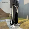 Pantalones Casuales Simples para Hombre Marca de Moda Tendencia Pierna Recta Casual Longitud hasta el Suelo Pantalones de Chándal Verano Nuevo Estilo Estilo Hong Kong Moda Tendencia Pantalones Largos