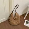 Bolsa de Palha Grande Capacidade Estilo Coreano Transfronteiriça para Mulheres, Novo Modelo 2026, Bolsa de Palha para Férias na Praia, Bolsa de Ombro e Transversal da Moda