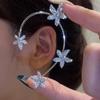 Mushang 1243 Aliexpress Venta Caliente Flor Cristal Gancho de Oreja Clip de Oreja Pendientes Flor de Diamante Clip para Cartílago de Oreja Mujeres Venta al por Mayor