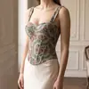 Corsé de espina de pescado estilo pintura al óleo francesa con un toque vintage, tirantes intercambiables, ballenas de acero incorporadas, moldeador de cuerpo, top sexy para chicas calientes