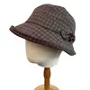Sombrero de Pescador con Borde Enrollado Estilo Japonés para Mujer, Sombrero de Sol a Cuadros Estilo Británico para Primavera y Verano, Plegable y Portátil, Sombrero de Cubo con Protección Solar que Hace que la Cara Parezca Más Pequeña