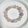 Pulseira Casual Nova de Cristal Rosa Natural para Mulheres, Design Original Pulseira de Kunzita para Atrair Flor de Pêssego Pulseiras de Melhores Amigas e Joias