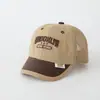 Gorra de béisbol con protección solar para niños de color oscuro al por mayor estilo deportivo casual primavera y verano gorra de medio malla para bebé sombrero para el sol para jardín de infantes