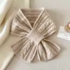 Cachecol Pequeno 100% Lã para Mulheres, Cor Sólida de Inverno, Trançado, Retrô, Versátil, Ponto Cruz, Protetor de Pescoço Quente, Cachecol Curto