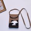 Bolso para teléfono móvil de estilo coreano con diseño de panda pequeño, bandolera de punto, bolso de mano con solapa, bolso informal para salir