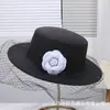 Sombrero Plano Estilo Francés Hepburn para Mujer, Nuevo Sombrero Plano Elegante de Malla Negra con Camelia, Accesorio para Fotos
