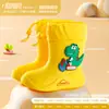 Botas de Lluvia para Niños con Forro de Felpa, Engrosadas, Resistentes al Desgaste, Impermeables, Zapatos de Goma Antideslizantes para Niños y Niñas, Botas de Lluvia Calientes para Niños