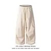 Pantalones Casuales de Pierna Ancha Estilo Retro Americano, Sueltos y Adelgazantes, Rayas Bloque de Color Estilo Perezoso de Nicho, Pantalones Largos Fluidos de Cintura Alta Modernos