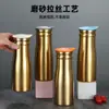 Chaleira de Água Fria em Aço Inoxidável Estilo Coreano 1.0L Dourada Camada Única Jarra para Suco Chaleira de Chá Hotel Restaurante Chaleira Doméstica Presente