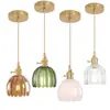 [Transfronteiriço] Luminária Pendente Decorativa Verde Estilo Vintage Francês para Mesa de Cabeceira, Entrada, Restaurante Luz Pétala, Pequena Luminária Pendente Totalmente de Cobre