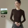 Nueva camisa básica cálida de Lyocell de corte ajustado para mujer de otoño e invierno, top de otoño simple de color liso de manga larga, se puede usar como prenda exterior