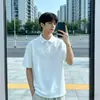 Camisa polo de marca moderna con diseño personalizado, manga corta, algodón puro, verano 2026 estilo americano, corte holgado, top casual versátil para hombre