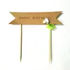 Decoración de pastel de cumpleaños simple papel kraft HB en blanco tarjeta de pastel escrita a mano inserción enchufe para pastel