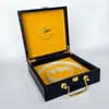 Stock Disponible, Logo Personalizable, Caja de Regalo Negra Gruesa tipo Almeja, Caja de Empaque con Patrón de Cocodrilo, Caja para Cinturón, Caja de Madera, Caja de Regalo de Lujo Ligero