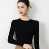 26 Suéter de punto fino de alta calidad para mujer, cuello redondo, lavable a máquina, corte ajustado, perfecto como capa base fina, transfronterizo