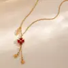 Collar de Acero Inoxidable Trébol de Cuatro Hojas Transfronterizo Acero de Titanio Colgante de Trébol con Circonita Accesorios de Otoño e Invierno Joyería Fina para Mujer