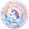 Mm316 Unicornio Arcoíris Globo Atmósfera Fiesta Navideña Vajilla 8 Personas Plato de Papel de 4 Piezas Vaso de Papel de Seda