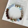 Pulsera elástica de ojo de gato de colores y cuentas de madera para mujer, Accesorio de muñeca de moda vintage, estilo chino nuevo, moderno
