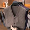 Cárdigan de Punto sin Mangas para Hombre de Mediana Edad y Mayor, Nuevo Chaleco Suéter Cálido Casual de Negocios Otoño/Invierno