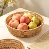 Cesta de Almacenamiento de Escritorio Tejida de Mimbre Imitación Ratán con Patrón de Fénix para Frutas, Snacks, Postres Cesta de Frutas Cesta Tejida de Ratán Bandeja de Frutas para Uso Doméstico