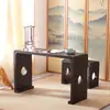 Mesa e Tamboretes Guqin Feitos de Madeira Maciça de Paulownia Queimada, Mesa de Caligrafia Chinesa Zen, Mesa de Chá Estilo Antigo, Mesa e Tamboretes Guqin de Ressonância