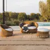 Silla de ratán tres piezas interior balcón combinación de sofá patio villa mesa y silla tipo ratán exterior muebles de exterior protección solar