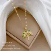 [Acero de titanio] Collar elegante y hermoso de lujo con forma de árbol de la vida colorido, cadena de clavícula de acero de titanio para mujer.