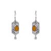 Joyería Yuebao Plata Esterlina S925 Ámbar Ámbar Sangre Vintage Envejecido Pendientes Huecos en Forma de Huevo Pendientes Elegantes de Gancho Largo de Hoja