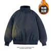 Jaqueta de Algodão com Gola Alta Masculina Nova Inverno Estilo Hong Kong Jovem Cor Sólida Casual Simples Solta Casaco de Algodão para Homens