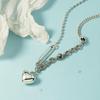 Collar de Cadena para Clavícula de Celebridad de Internet con Costura Dongdaemun Coreano para Mujer, Temperamento, Combinación Perfecta, Nicho, Colgante de Corazón de Moda, Plata Tailandesa Vintage