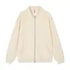 Casaco Cardigan de Algodão Air Layer Espesso 420g com Gola Lapela e Zíper Jaqueta com Capuz Solto Confortável Versátil Unissex