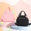Bolsa de Comida de Gato Linda de Dibujos Animados, Bolsa de Almacenamiento de Gatito Fresca y Dulce Estilo Universitario, Bolso de Hombro Ligero
