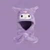 Gorro para Niña Otoño e Invierno Nuevo Cálido Bufanda Rellena Integrada Gorro Lindo de Dibujos Animados Cortavientos Protección para Orejas