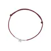 Pulseira de Corda Vermelha com Contas Redondas de Cereja em Prata Esterlina 925 para Mulheres, Design Simples Feito à Mão, Joia de Mão Doce e Ajustável Livremente B3276