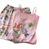 Conjunto de Dos Piezas de Verano con Almohadillas Integradas en el Sujetador, Camisola sin Mangas y Shorts, No Necesita Usar Sujetador, Pijama Casual Holgado, Ropa de Casa