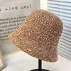Sombrero de Pescador Artístico Estilo Coreano al por Mayor Sombrero Cubeta Manchas Versátil Estilo Japonés Sombrero Cubeta Tejido a Mano para Mujer Tejido