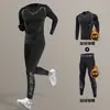 Traje de Corrida de Inverno Transfronteiriço para Homens, Camada de Base Térmica com Forro de Fleece, Roupa de Compressão de Secagem Rápida para Esportes, Fitness e Treinamento de Esqui