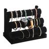 Suporte de pulseira de flanela destacável de três camadas e duas camadas, suporte para pulseira, relógio, suporte para exibição de joias, suporte para balcão de joalheria