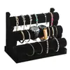 Soporte de exhibición para horquillas Soporte de terciopelo para pulseras de dos y tres capas desmontables Gomas para el pelo Soporte de almacenamiento para pulseras de jade relojes pulseras bandas de goma