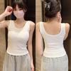 Nuevo chaleco de algodón puro con cuello en U y hombros anchos para mujer, ropa interior con almohadilla para el pecho, sujetador, prenda interior de una pieza, prenda exterior, top básico para mujer