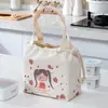 Bolsa de Almoço Térmica Impermeável Portátil com Cordão Estampada Tecido de Bolsa de Gelo Moda para Trabalhadores de Escritório