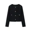 Fabricante de ropa para mujer transfronterizo al por mayor 2026 AliExpress artículo más vendido chaqueta corta versátil de manga larga con botones dorados para ir al trabajo