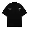 Camiseta Redonda com Bordado Floral de Pérolas para Homens, Novo Estilo de Verão, Corte Solto, Ombro Caído, Top Casual Tendência para Mulheres