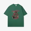 Camiseta de Verano Pesada Estilo Americano de Moda Retro, Algodón Puro High-Street de Manga Corta para Hombre, Top Holgado de Media Manga