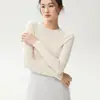 Suéter de malha fino e amigo da pele, feito com fio Yangzi, 100% lã, suéter feminino de gola redonda e corte justo, camada base sem costura, novo estilo